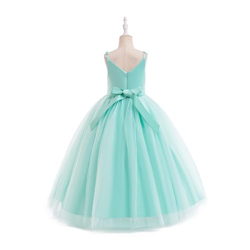 Image of Glamulice Flower Girls Spaghetti Strap Tulle Dress Long A Line Wedding Pageant Dresses Princess Birthday Party Ball Gown