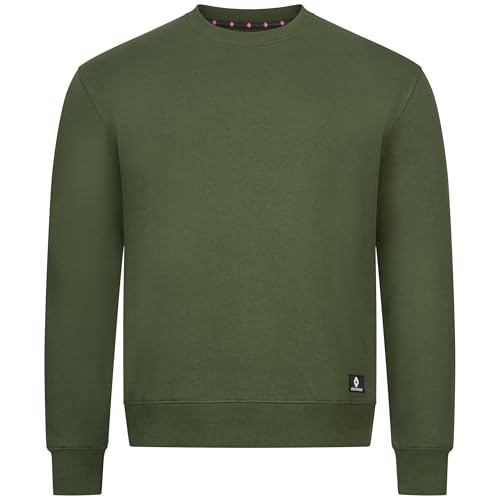 Höhenhorn Sudadera para hombre con cuello redondo, algodón negro, manga larga, Regular EU, Verde, M