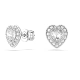 Swarovski Kolczyki zapinane na sztyft Ariana Grande x Swarovski, Szlify różnorodne, Serce, Białe, Powłoka z rodu
