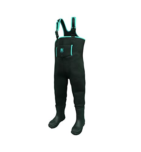 Gator Waders Youth Series Neoprene Waterproof Waders With Boots (Black/Aqua, 3T) #TOP12