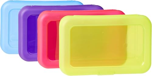 Image of Amazon Basics Large Pencil Cases,Storage Organizer,Durable Plastic School Supply Box,Multi-Color Student Organization for Office,College & Classroom Supplies,(Pack of 48)