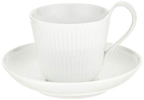 Royal Copenhagen 1017384 White Fluted High Handle Cup & Saucer, 8.5 fl oz (240 ml), Wedding Gift