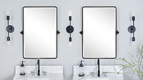 Image of TEHOME Pivot Oil Rubbed Bronze Rectangle Bathroom Mirror Beveled Tilting Rectangular Bathroom Vanity Mirrors for Wall Vertical Wall Mounted Pivoting Mirrors, 25x35''