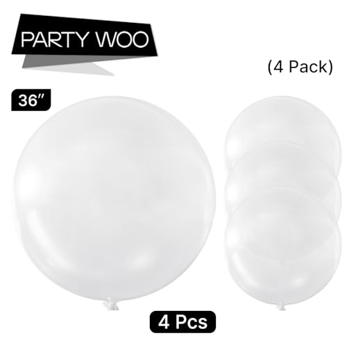 Image of PartyWoo Clear Balloons 4pcs 36 Inch Transparent Latex Helium Balloons for Graduation Wedding Baby Shower Bridal Shower Engagement Gender Reveal Anniversary Birthday Party Decorations Clear-Y2