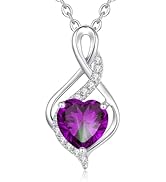 FANCIME 14K Saf Beyaz Altın Sonsuzluk Kalp Doğum Taşı Kolye ve Elmas Kolye Bi...