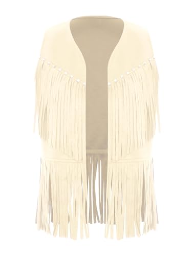 renvena Cowboy Cowgirl Vest for Kids Rivets Sleeveless Child Western Fringe Tassel Dressy Waistcoat