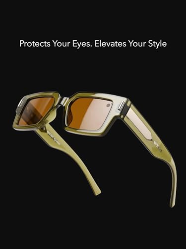 Image of MOONX Gemini UV Protected Rectangular Sunglasses for Men & Women | PC Frame | PC Lens | Stylish Unisex Eyewear for Driving, Travel & Casual Outings