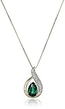 14k Yellow Gold Created Gemstone and Diamond Accent Teardrop Pendant Necklace, 18