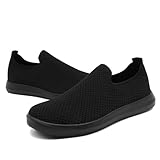 CMNZHK Womens Running Walking Shoes Slip on Sneaker Casual Tennis Gym Athletic Workout Lightweight Breathable Fitness Hiking Shoe Black Size 8