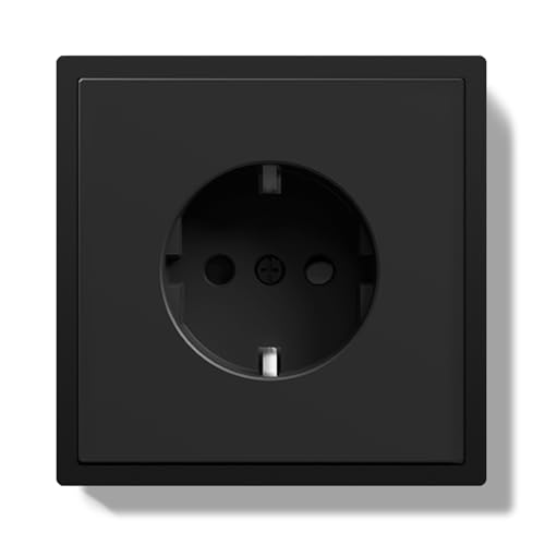 BSEED Enchufe Pared, Enchufe Empotrable de PC con Garfio, Enchufes Negro 1 Gang 80 * 80mm