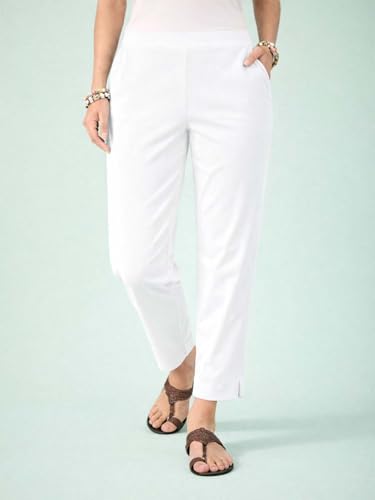 Image of KOTTY Women's Solid Straight Fit Ankle-Length Pants with Elastic Waist and Comfortable Stretch Fabric