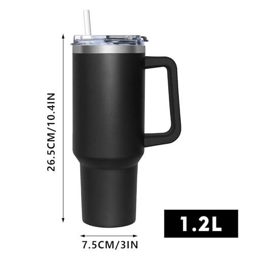Miniatura 5 de Hncy Taza De Cafe Con Tapa 2 En 1, 1180 Ml Taza Termo Cafe Para Llevar, Vaso Termico Con Tapa Y Pajita, Travel Mug De Acero Inoxidable Con Asa