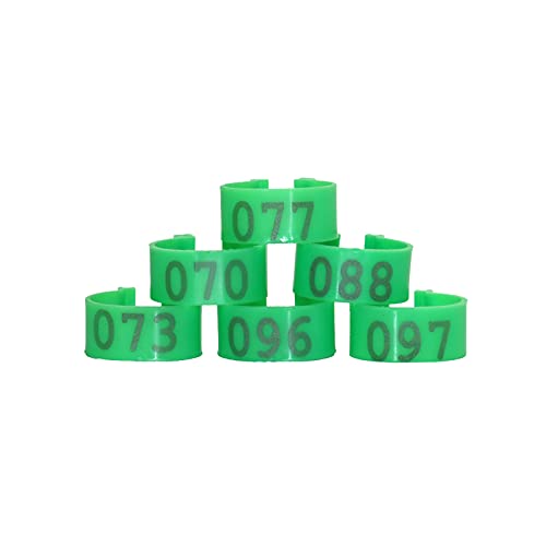 Anillas para aves pollos y patos anillos de plástico de 16mm con marcador numerado verde 2