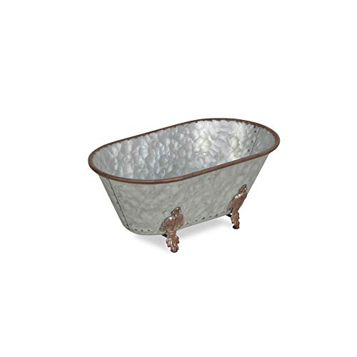 Cheungs Lavande Metal Fleur-de-Lis Tub Decor - Large - Galvanized, 5129L-GV