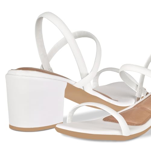 Sandália Feminina Casual Salto Baixo Quadrado Tiras AF3.06 W Cor:Branco;Tamanho:35;Genero:Feminino