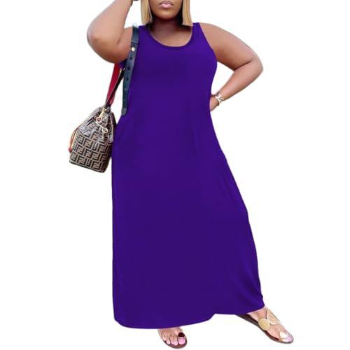 Image of TOPSRANI Womens Plus Size Maxi Dresses for Women Oversize Casual Short Sleeve V Neck Loose Plain Solid Trendy Summer Dress