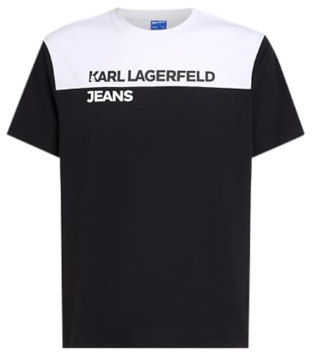 KARL LAGERFELD JEANS Regular Blocked Tee, White/Black, XL