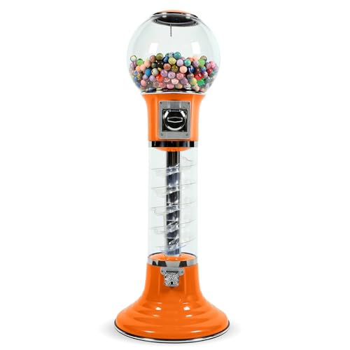 Gumball Machine with Stand - 4 FT Commercial Spiral Bubble Gum Machine - Coin Mechanism $0.25 Dispenses 1” Gumballs - Vending Machines for Kids