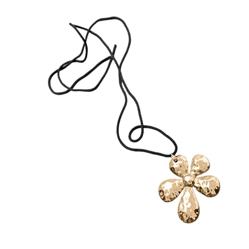 Elegante collar con colgante de flor texturizada, cadena de clavícula para mujeres y niñas, accesorio de boda, fiesta, collar de flores de metal, talla única, como se describe, como se describe
