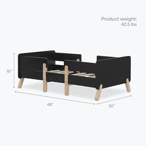 Dream On Me Osko Convertible Toddler Bed Made with Sustainable New Zealand Pinewood in Black, JPMA & Greenguard Gold Certified, Non-Toxic Finish