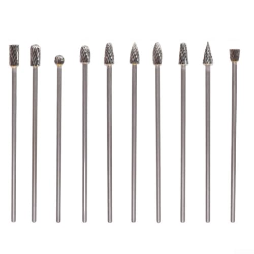 Hartmetall-Rotationsfräser-Set, Drehfeilen-Frässtift-Set, 100 mm Länge, Hartmetall-Fräser, 3 mm Schaft für Metall, Holz, Glas (Doppelschnitt)