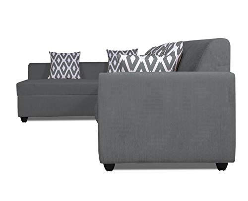 Image of Adorn India Rio Highback L Shape 6 Seater Sofa Set (Left Hand Side) (Grey) (3 Year Warranty)