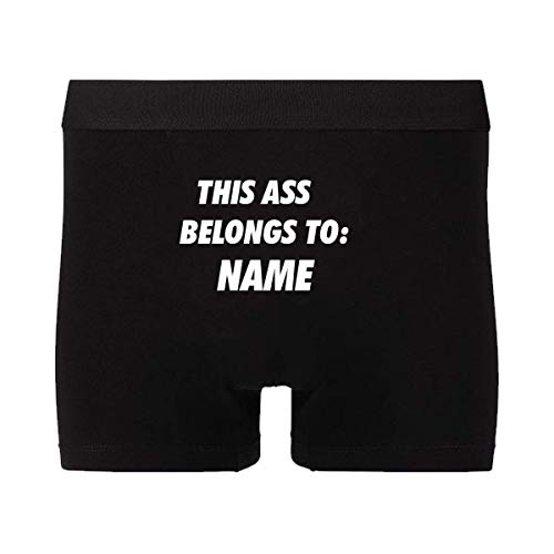 This Ass Belongs to Your name,Bachelor Gift Honeymoon Outfit Boxers Gift For Husband Men's Underwear Black