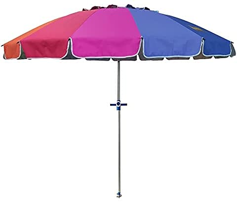 Sombrilla Grande Playa/Jardín Ø 240 cm Anti-viento, tubo 33mm de diámetro. Mástil Aluminio, parasol para terraza, altura...