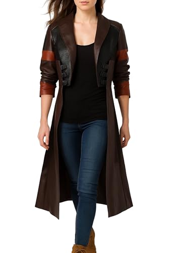 LP-FACON Womens Halloween Cosplay Costume Faux Leather Coat