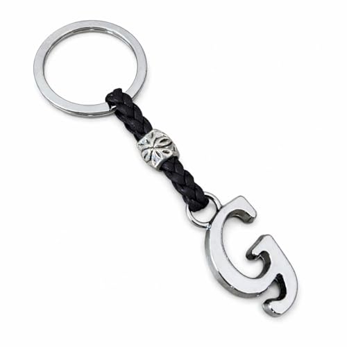 ASTER ALHELÍ   Llavero de Cuero con Iniciales Personalizado   Letras y abalorios de zamak Chapado en Plata   Llavero para Hombre o Mujer   Ideal para Regalo (G)
