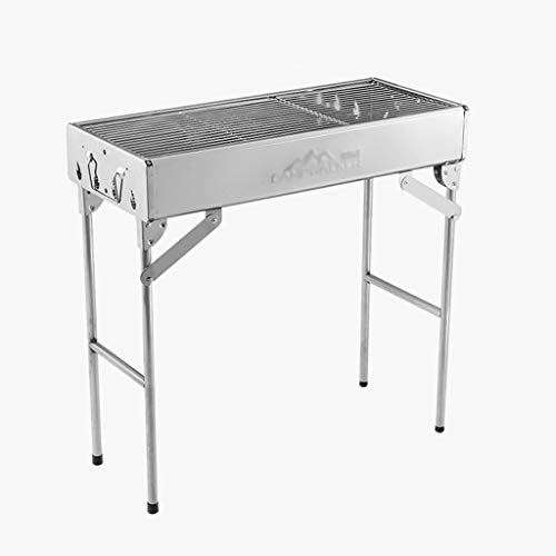 Barbecue Grill,Haus Verdickte Edelstahl Grill Outdoor BBQ Full Set Von Tools Villa Garden Grill Faltbare Und Bewegliche,Silber,71.5 * 31.5 *