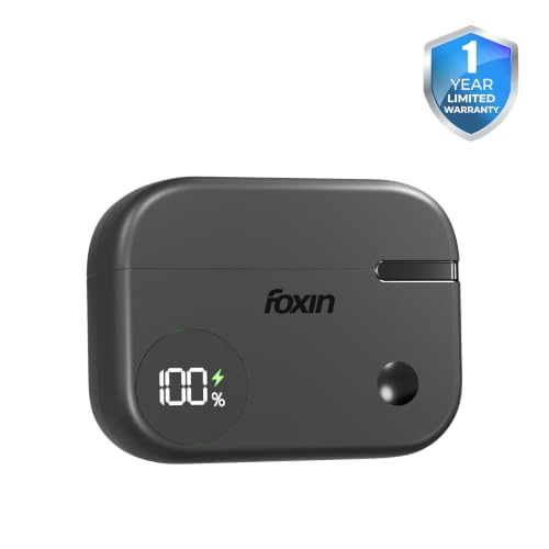 Image of Foxin FoxBuds F1 ANC True Wireless Bluetooth Earbuds Upto 30dB ANC, 50Hrs Playtime, Dual Pairing, Quad Mic ENC, 13mm Bass Driver, 40ms Low Latency, Digital Display, Gaming Mode, BT 5.4 (Shadow Black)