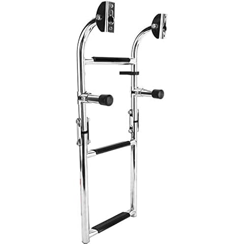 FreeTec Edelstahlleiter Badeleiter mit 3 Stufen klappbar Gummistufe mit Heckbefestigung und Befestigungsschrauben (7101S) Cover