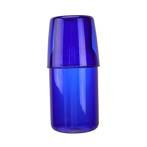 Set de vaso y botella de agua azul de vidrio borosilicato