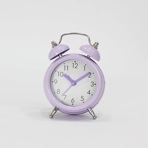 Alarm Clock Twin Bell Clock Table Small Non-Ticking/Clicking Alarm Clock for Bedroom Heavy Sleepers, Kids, Home and Students (10 Cm,Purple(Color May Vary))-image-27