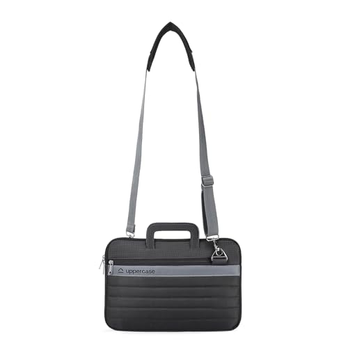 Image of uppercase Pulse Laptop Sleeve, Multi-Textured Quilted Design, Quick Access Pocket, Trolley Sleeve, Slide-in Handle & Detachable Shoulder Strap, Ideal for Men & Women | Office & Travel