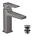 Produktbild hansgrohe Wasserhahn Metropol, wassersparende Armatur mit Komfort-Höhe 110mm mit Push-Open Ablaufgarnitur, Brushed Black Chrome