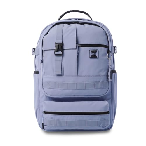TOTTO - Mochila Ordenador Portátil 15,4 Pulgadas, Modelo Spa XL, Mochila Oficina, Organizador con Portallaves, Bolsillo Botella, Espaldar Ergonómico, Correas en S, Pasador Ruedas, Color Morado y Negro