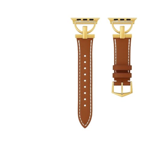 Bracelet de montre lettre D or et cuir marron pour sublimer votre montre