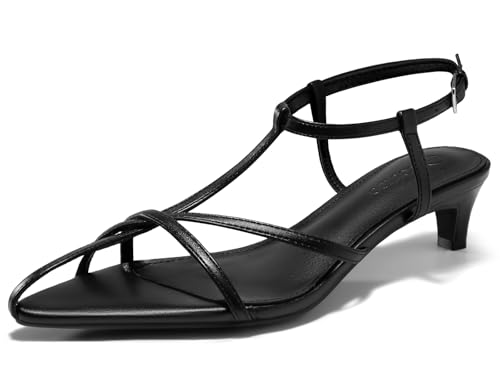 Coutgo Womens Dress Sandals Strappy Low Kitten Heels Pointed Open Toe Summer Beach Shoes