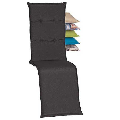 Beo Relaxsessel Auflage Wasserabweisend Turin | Made in EU Premium-Qualität | Liegestuhl Auflage UV-beständig, fleckenabweisend und waschbar | Atmungsaktive Relaxstuhl Auflage in Dunkel-Grau