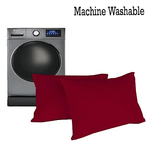 Image of Microfiber Pillow Set of 2 for Sleeping - 16x24 Inches, Burdundy