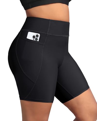 Holipick Women Plus Size Swim Shorts High Waisted Swim Bottoms with Pockets Tummy Control Boy Shorts3