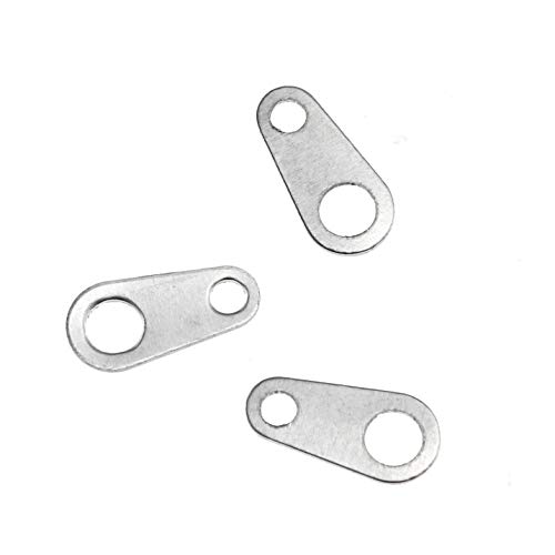JCBIZ 100pcs 8x4mm Stainless Steel Chain Tabs Chain End Tab Findings for Jewelry Making