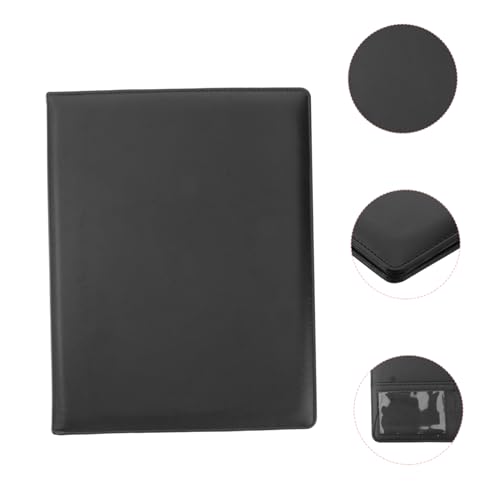 Carpeta de archivos de cuero elegante formato A4 organizador negro de alta costura 6
