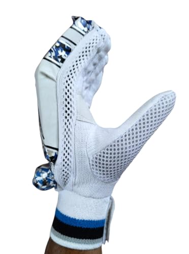 Image of Combo of Cricket Club Youth Super Batting Gloves & Cotton Inner Right Handed Lightweight- PVC Material,White Leather,Cotton Palm Best for Beginners- Moulded Fiber Shells with High Density Foam