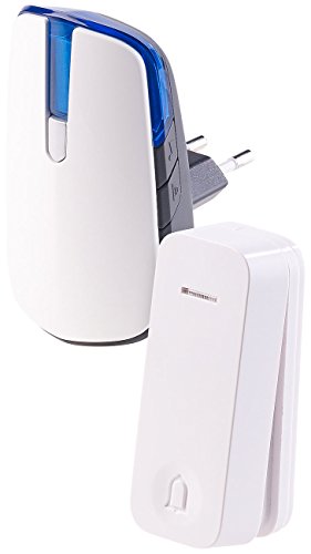CASAcontrol Batterielose Funkklingel: Steckdosen-Funkklingel mit kinetischem Funk-Taster, Licht & Ton (IP67, Steckdosenklingel, Sender)