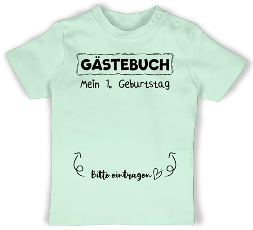 Baby T-Shirt Mädchen Jungen - 1. - Gästebuch - Mein erster Geburtstag -...