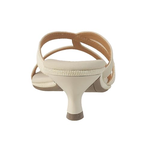 Image of Metro Women Synthetic Leather Kitten Heel Slip-on Sandal