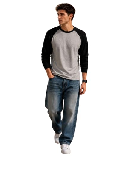 r cube Men's Full Sleeve Raglan T-Shirt | Round Neck | Cotton Blend | Regular Fit Casual Tee-picture-1